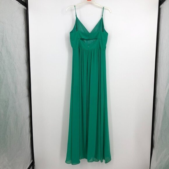 Adelyn Rae Emerald green  pleated surplice neckline high low maxi dress M - Picture 3 of 15
